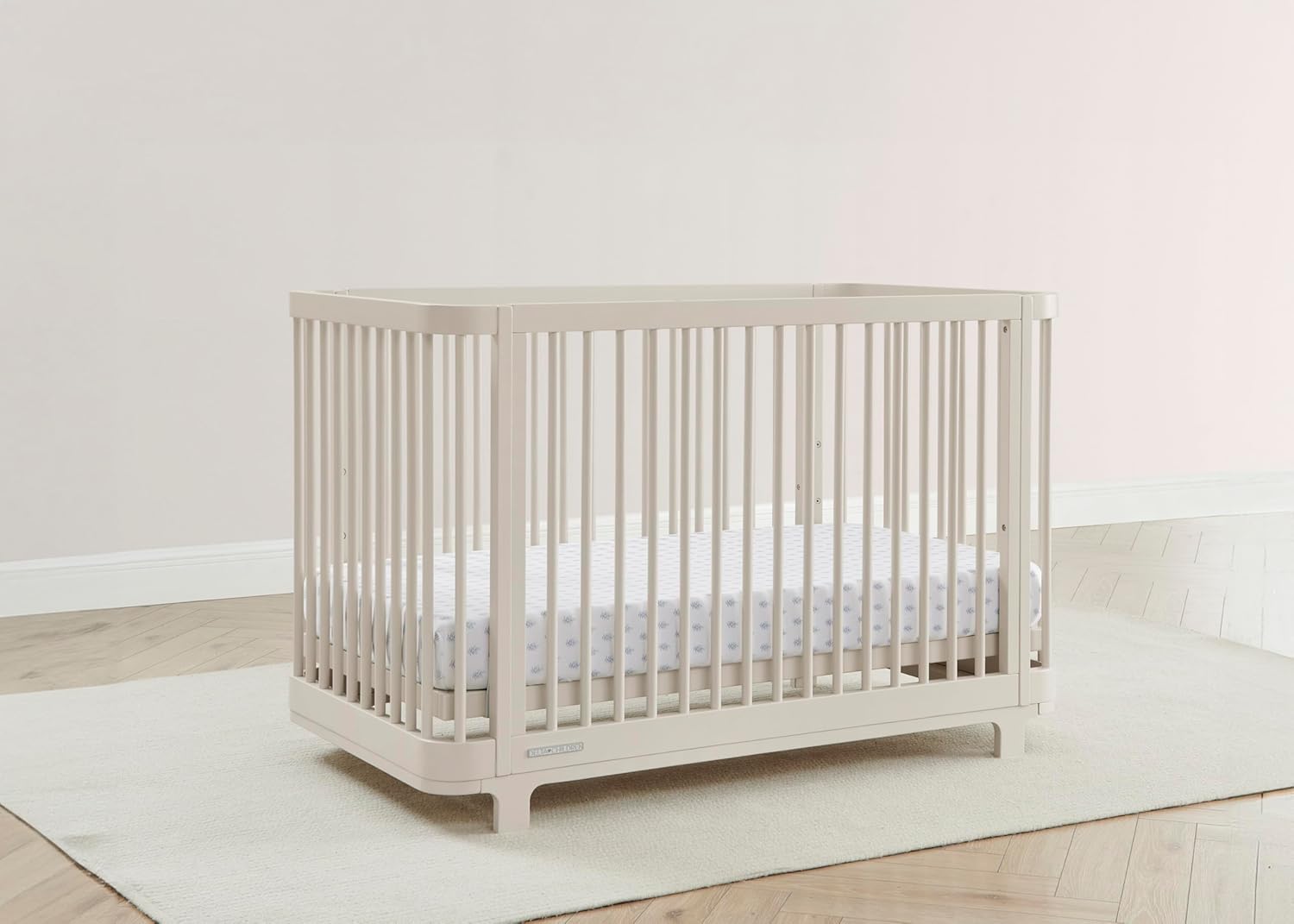 Delta Children Nest Crib and Dresser Nursery Furniture – 4-in-1 Convertible Crib | Brooks 6 Drawer Dresser | Soft Beige