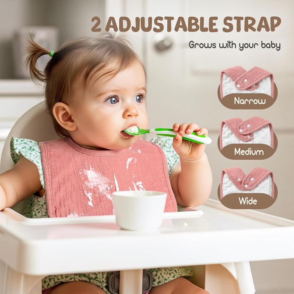 6-Pack Muslin Baby Bibs for Unisex Boys Girls, Cotton Baby Drool Bibs, Drooling and Teething Bibs for Infant