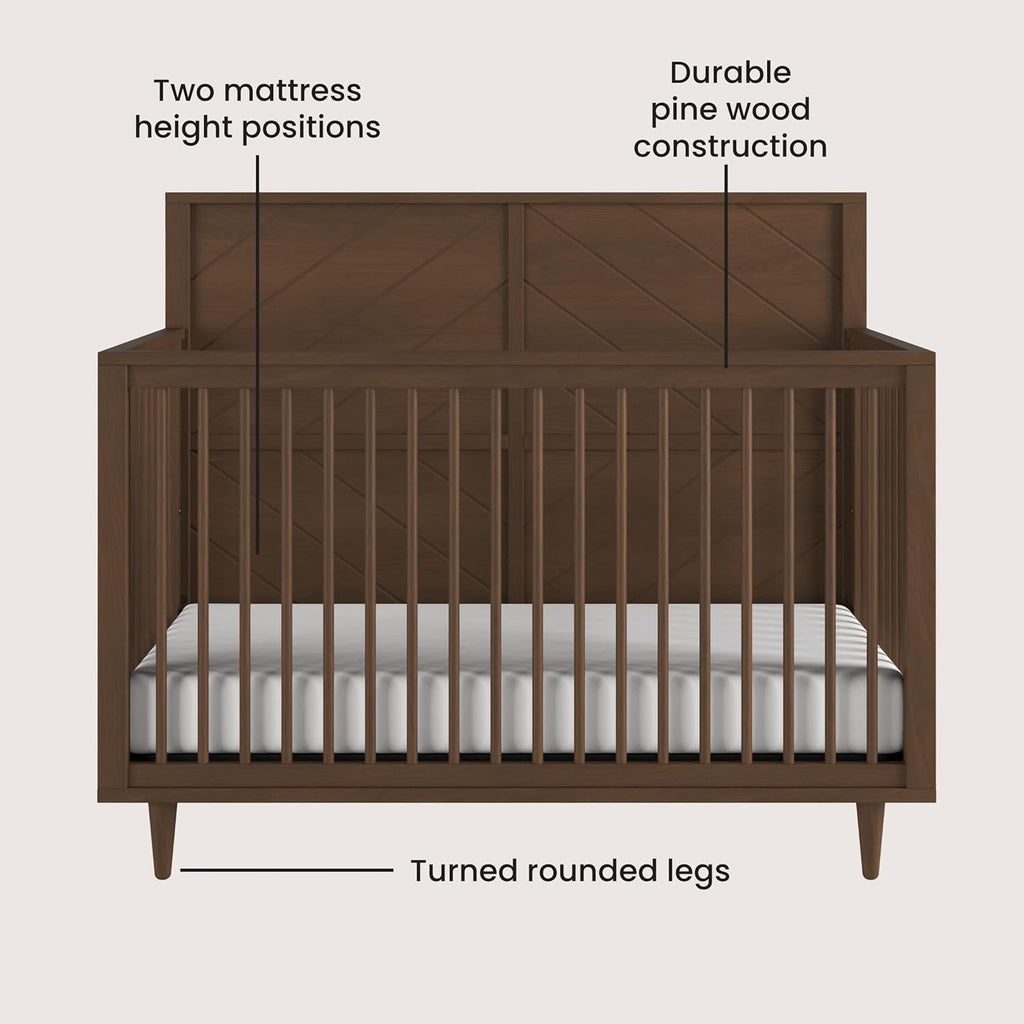 Child Craft Surrey Hill 4-in-1 Convertible Crib, Baby Crib Converts to Day Bed, Toddler Bed and Full Size Bed, 3 Adjustable Mattress Positions, Non-Toxic, Baby Safe Finish (Toasted Chestnut)