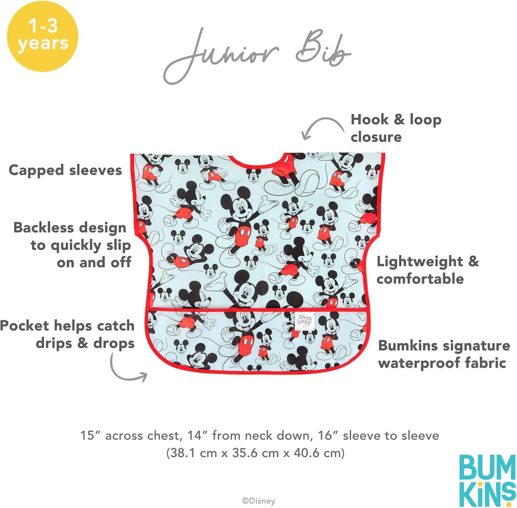 Bumkins Bibs - Toddler Bibs, Waterproof, Large for 1-3 Years, Short Sleeve