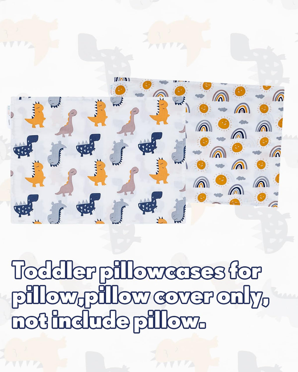 ALVABABY Toddler Pillowcases 2 Pack Organic Cotton Kids Pillow Cover Fit 13"x 18" or 12"x22" Envelope for Girl Boy Sleepy Travel