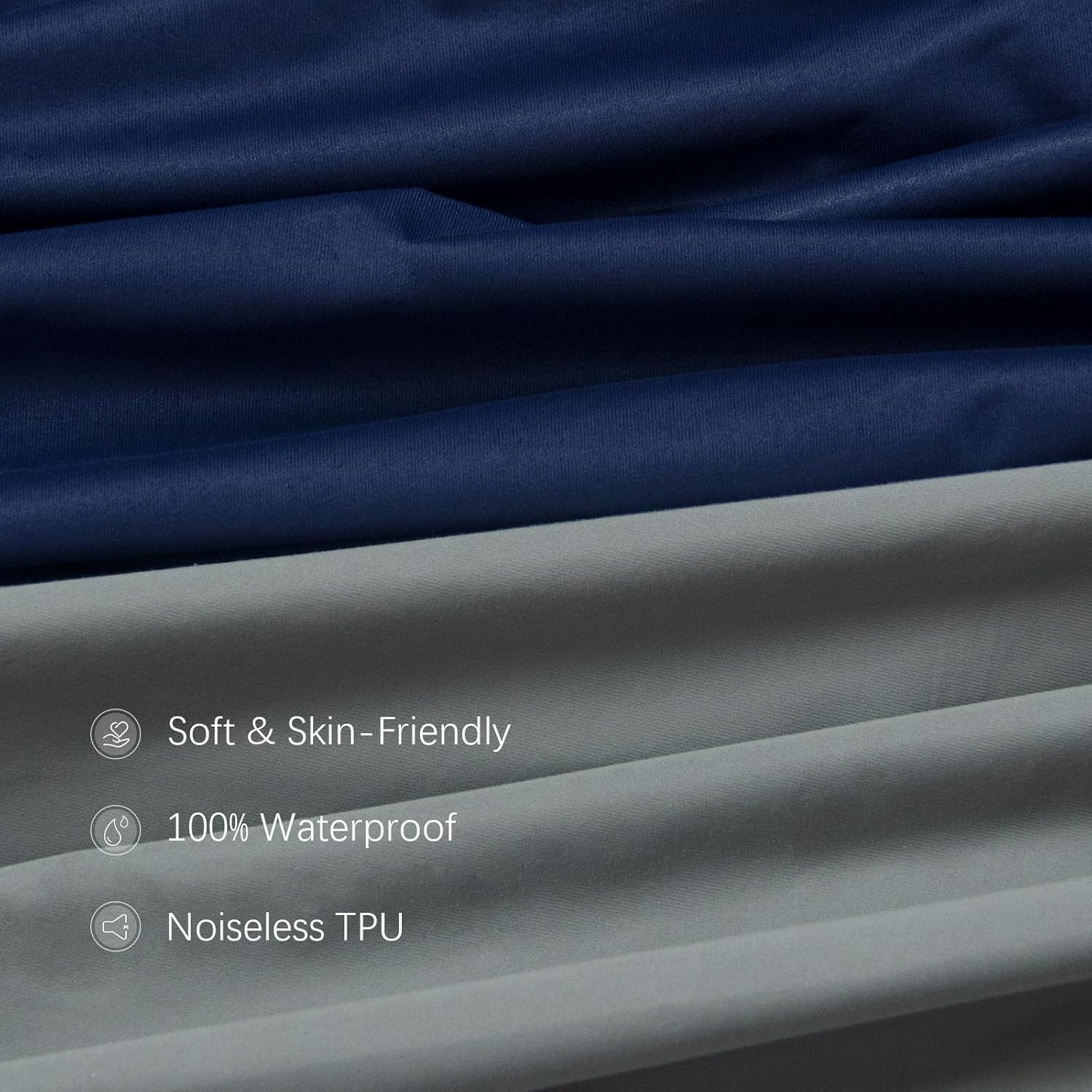 Crib Sheets Waterproof 2 Pack, Crib Mattress Protector, Toddler Fitted Crib Sheet Neutral, Ultra Soft & Breathable Toddler Bed Sheets for Boys and Girls, Grey & Navy