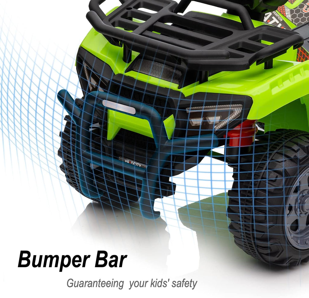 Kids ATV 4 Wheeler, 6V Ride-On Toy for Toddlers Boys & Girls with Music, Forward & Reverse - Green