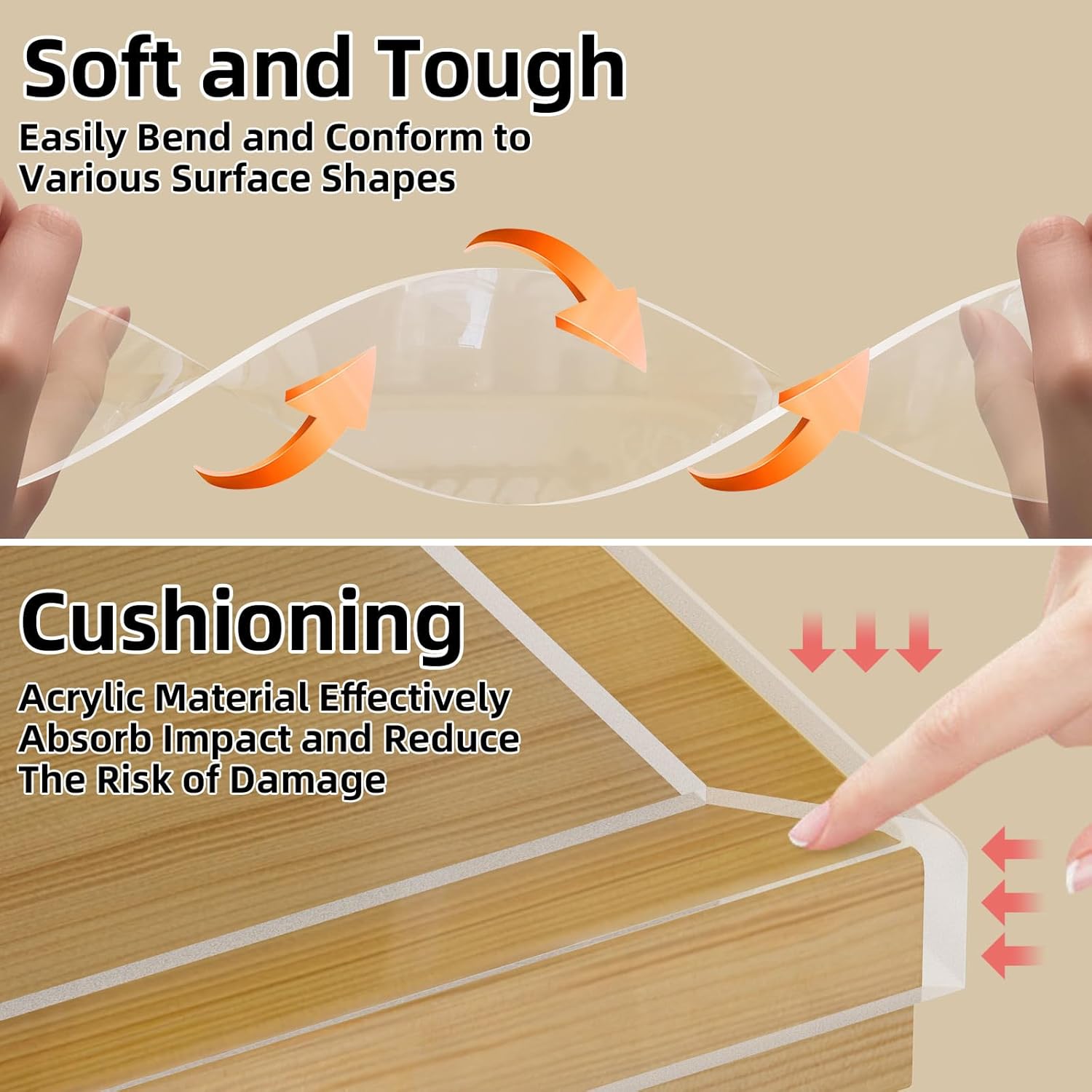 2 Pack Clear Edge Protector,Safe Corner Protector, Anti-Sharp Edge Protector, for Furniture, Drawers, Tables, Cabinets 1.18inX3.28FT