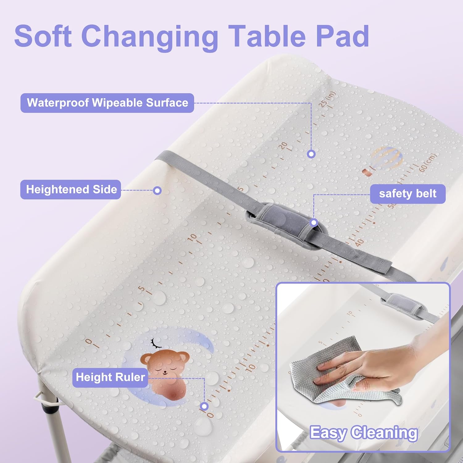 2-in-1 Baby Bathtub with Changing Table, Foldable Diaper Changing Station with 4 Wheels, Waterproof Pad, Storage Rack and Baby Bath Tub, Adjustable Height Portable Nursery Organizer for Newborn Infant