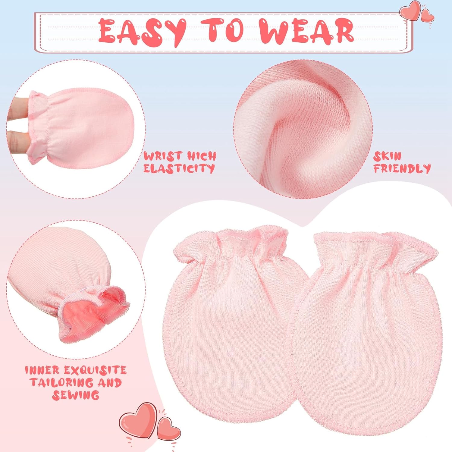 9 Pairs Newborn Baby Boys Girls Mittens 0-6 Months Infant Toddler Mittens No Scratch Solid Color Gloves