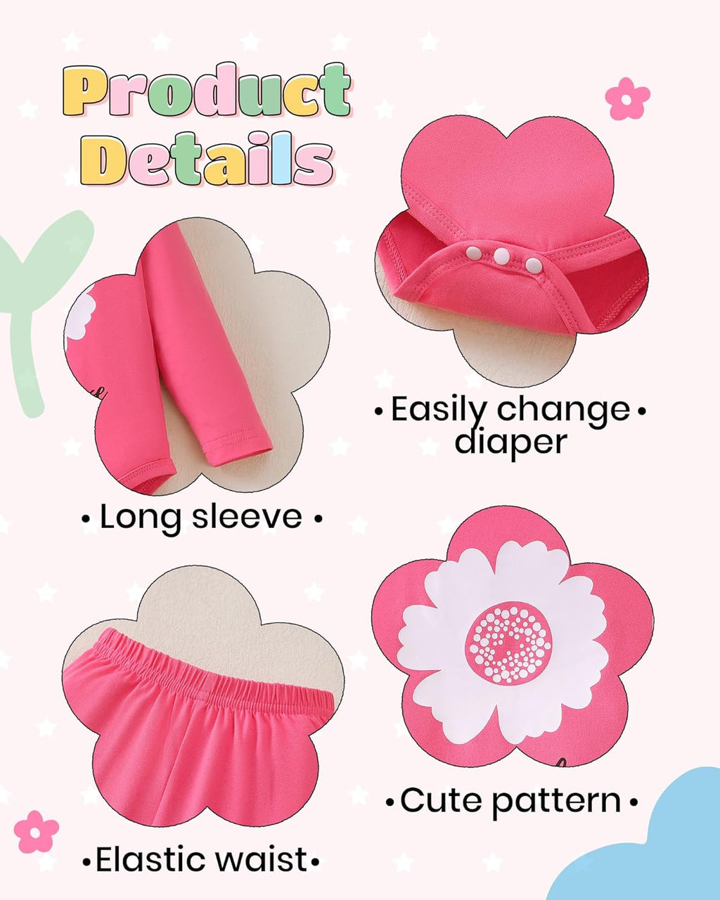 NZRVAWS Newborn Baby Boy Girl Clothes Unisex Infant Romper Pants Set Hat 4-Pack Outfits 0-12 Months 16 Pieces Toddler