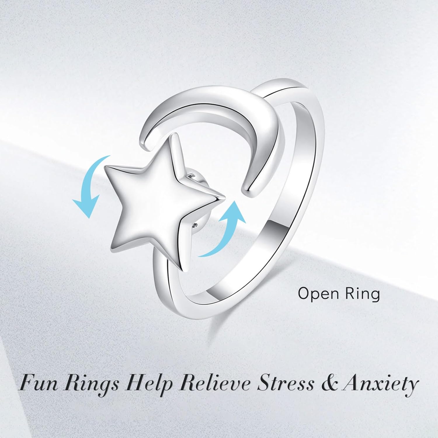 INFUSEU Funny Spinner Fidget Rings for Women Girls Anti Anxiety Stress Worry, Adjustable Size