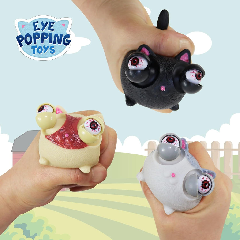 Fidget Toys,Eye Popping Squishy Toys,3 Pack,Cat Fidget Toys,Squishies for Autism, ADHD and Quitting Bad Habits,Non-Toxic