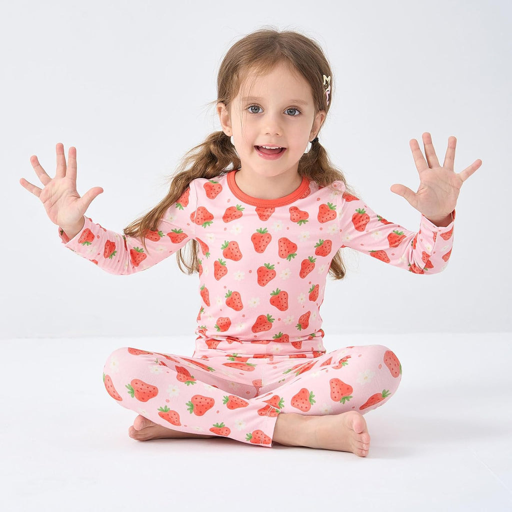 pureborn Baby Viscose From Bamboo Pajamas Set Pjs - Kids Toddler Girl Snug Fit Viscose Sleepwear 2pcs 18M-8Y