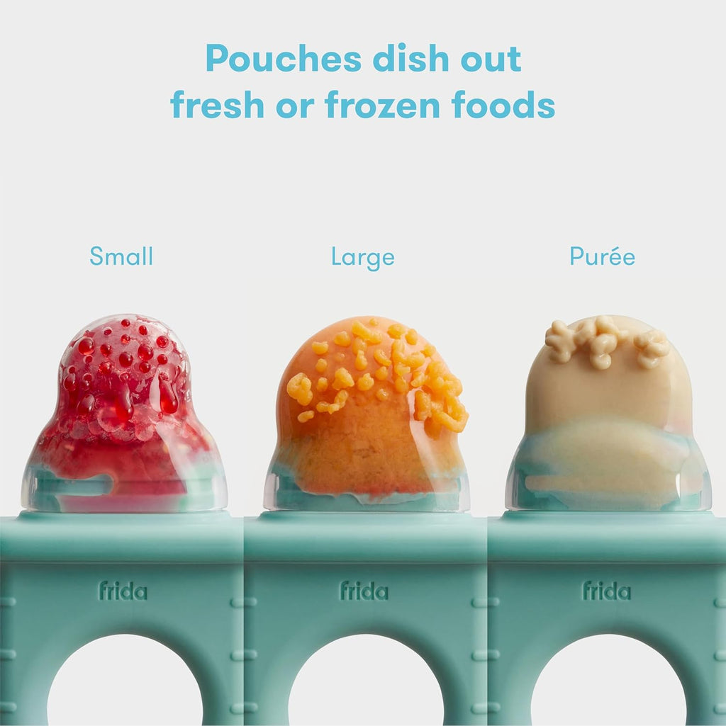 Frida Baby Push Pop Feeder, Baby Fruit Food Feeder to Safely Introduce New Foods, Fresh + Frozen, Silicone, BPA Free, Dishwasher Safe | 3 Count, Teal