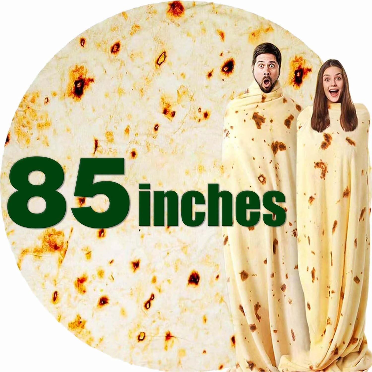 85in Burrito Tortilla Blanket White Elephant Gifts for Adults Useful Taco Throw Blankets Woemn Men Party Cool Stuff Novelty Gag Soft Fleece Wrap