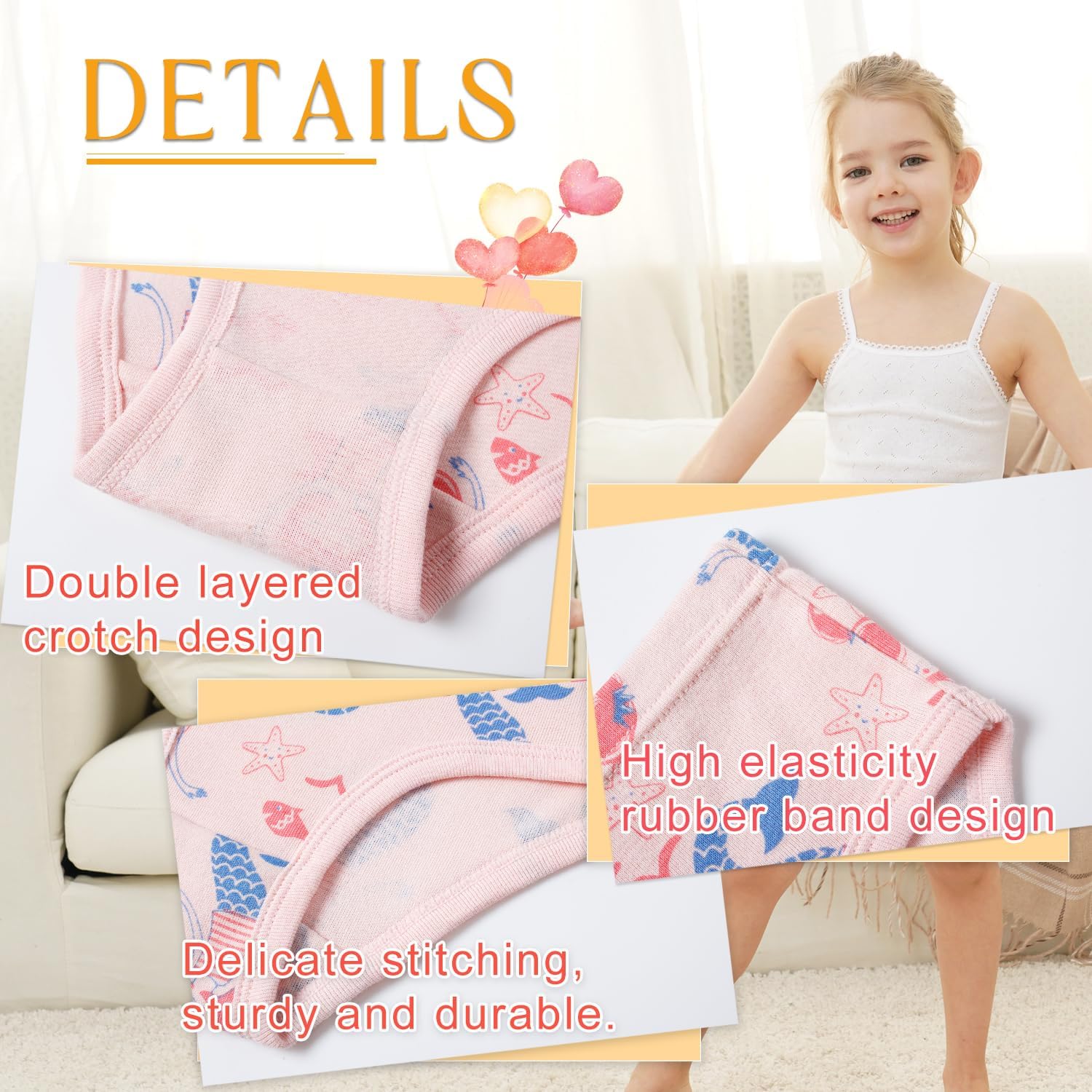Finihen Girls Cotton Underwear Toddler Girls Panties Kids Briefs Multipacks.