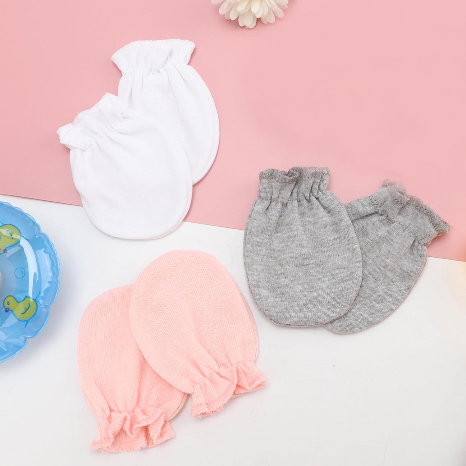 BQUBO Newborn Infant Toddler Mittens No Scratch Cotton Elastic Wrist Gloves Hypoallergenic for 0-6 Months Baby Boys Girls