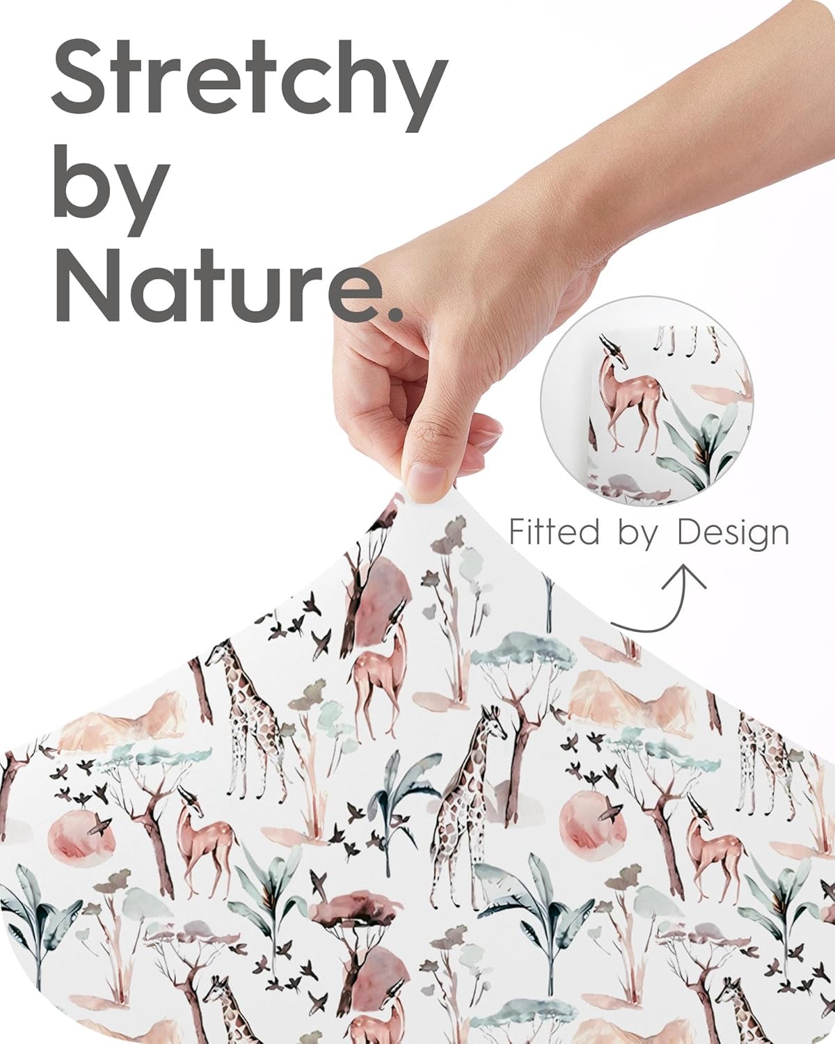 Extra Stretchy Changing Pad Cover, TotBasic Ultra Soft Premium Jersey Knit Changing Pad Sheets, Pink Prints for Baby Girls, Fits All Standard Changing Tables/Dresser Tops - 2 Pack (Whale + Giraffe)