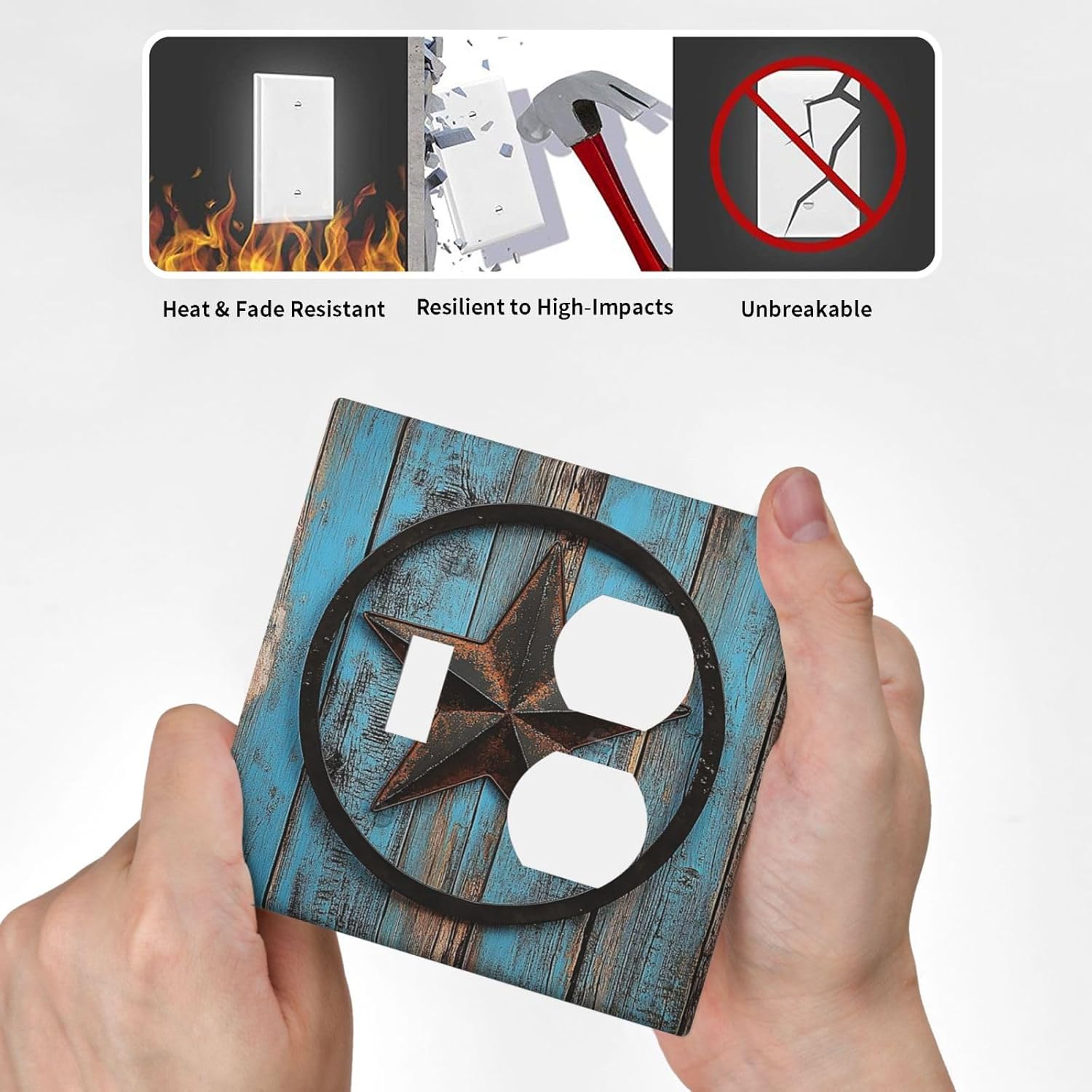 Wallplates Rustic Wood Country Barn Texas Star On Teal 1 Toggle 1 Duplex Switch Plate Electrical Gfci Faceplate Decorative Light Switch Covers For Farmhouse Cabin Decor