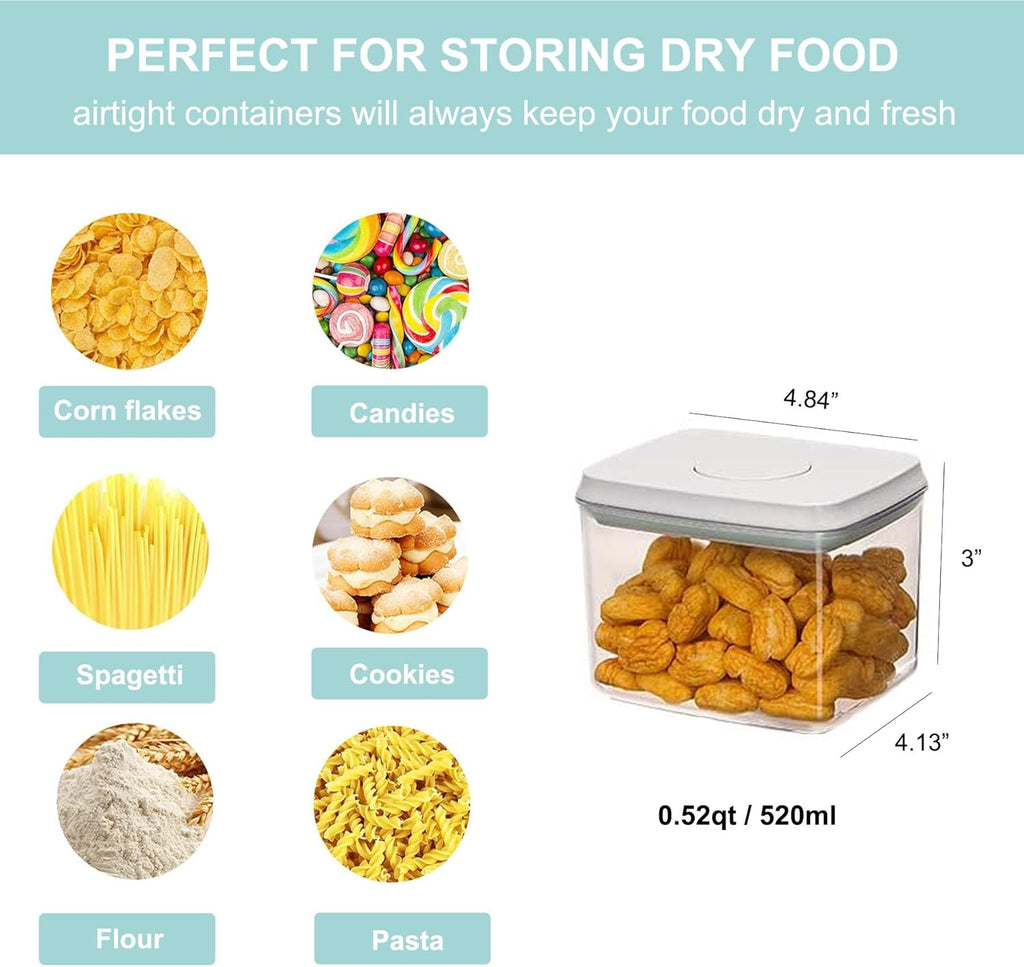 Airtight Food Storage Container - 0.52qt / 520ml Mini Rectangle Pop Containers With Lids, Bpa Free Stackable Container Snacks Candy Salt Herbs Spices