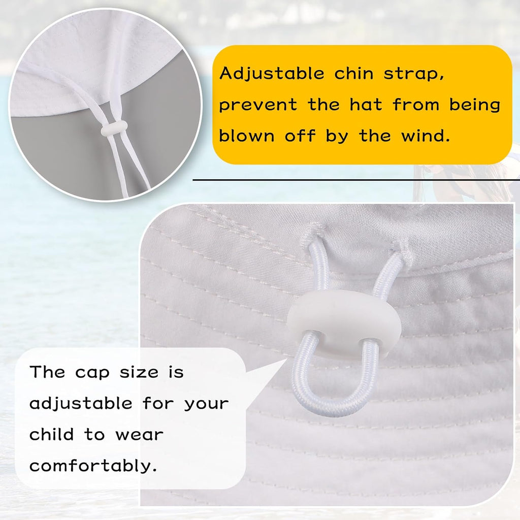 Peecabe Summer Baby Sun Hat for Boys Girls UPF 50+ Wide Brim Toddle Bucket Hat Adjustable Baby Beach Cap 0-8 Years