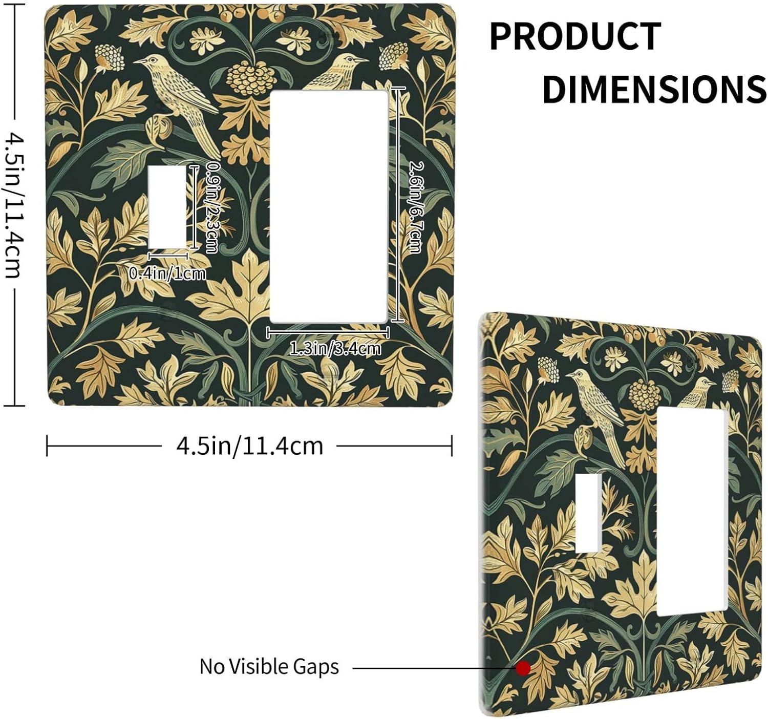 Outlet Covers William Morris Vintage Botanical Birds Golden Green Leaves 1 Toggle 1 Rocker Combination Decorative Wall Plate Electrical Switch Plates Light Switch Cover Plate for Bedroom