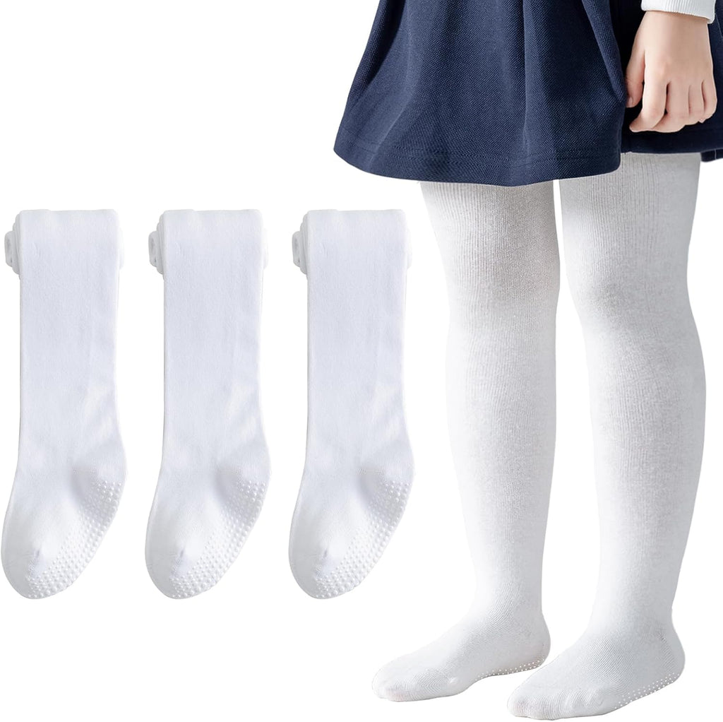 Marchare Baby Girls Tights Thick Cotton Solid Leggings Winter Warm Stockings With Non Slip Grips