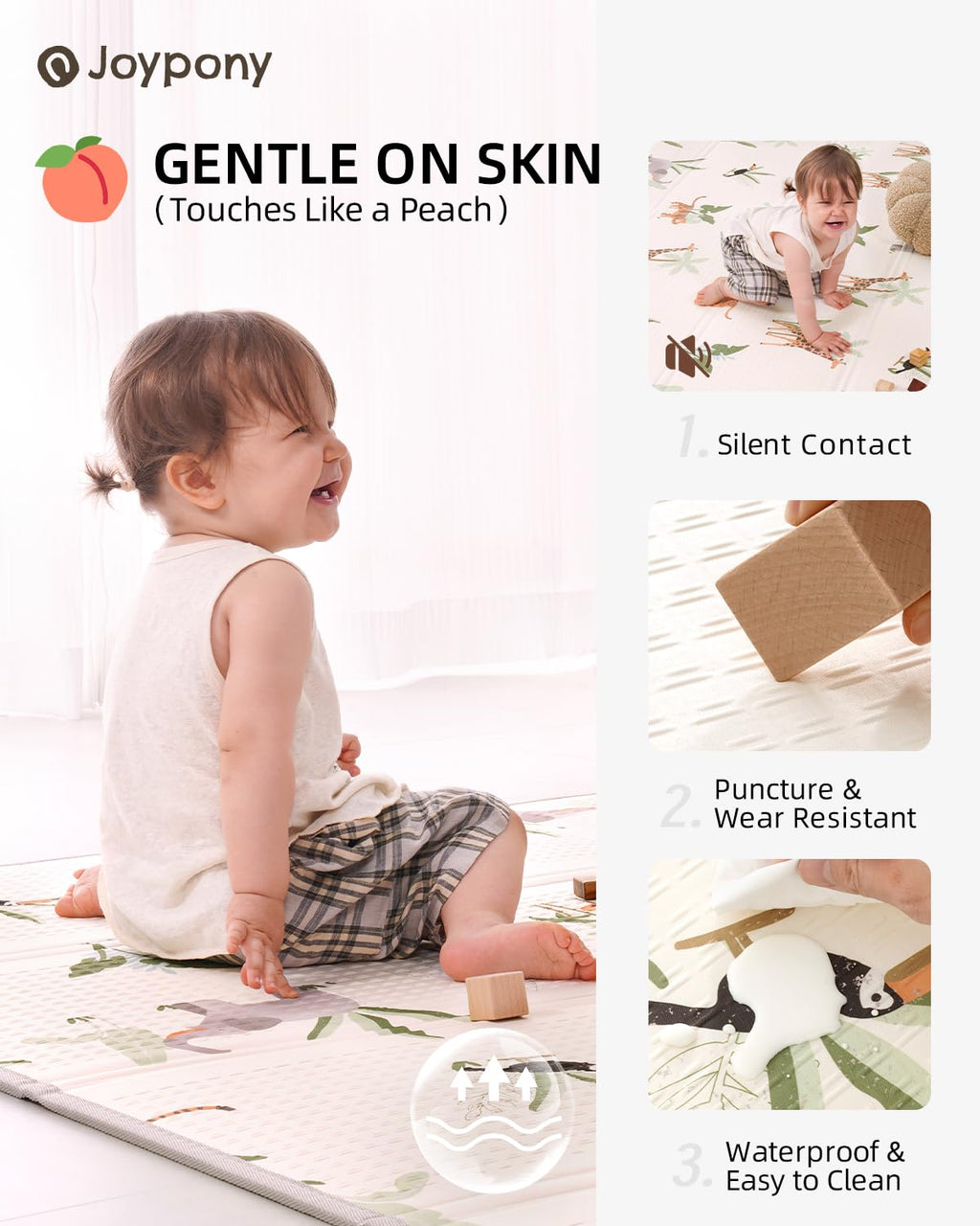 Baby Play Mat 71x79 Inch, 2 in 1 Fabric & XPE Dual-Sided Design Foldable Play Mats for Babies and Toddlers, Waterproof & Anti-Slip Baby Mat for Floor, Portable Baby Foam Crawling Mat with Travel Bag