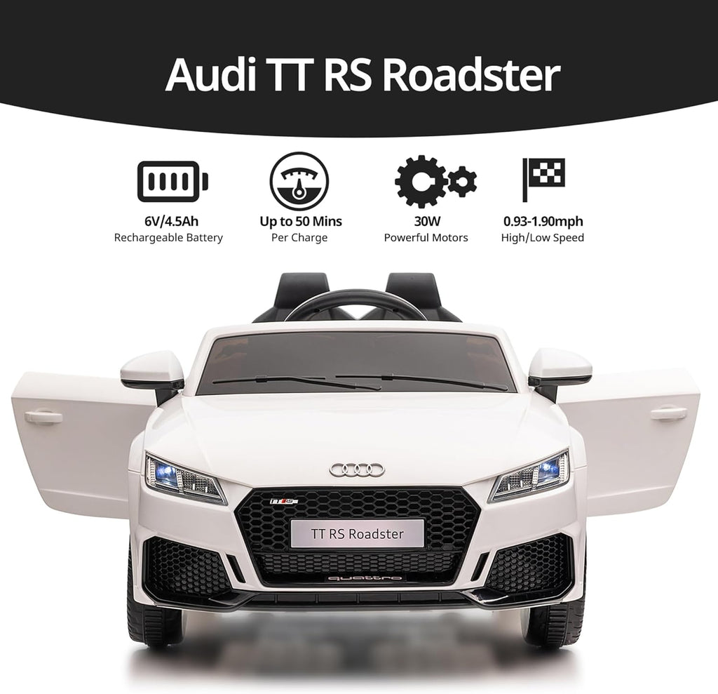 Electric Car for Kids, Licensed Audi 6V Kids Ride on Car Toy for Toddlers with Remote - White