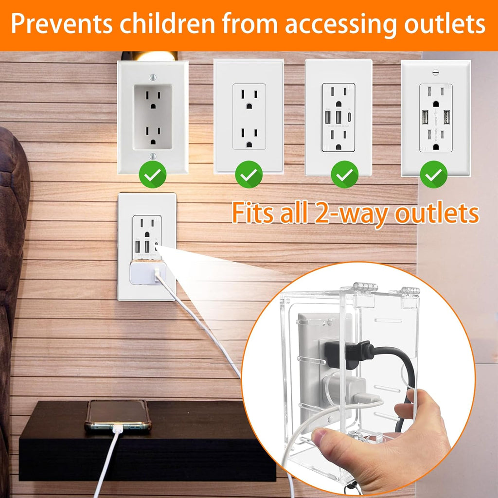 Baby Safety Outlet Cover Box, Outlet Covers, Plug Covers for Electrical Outlets, Socket Covers for Outlets Fit 5.9