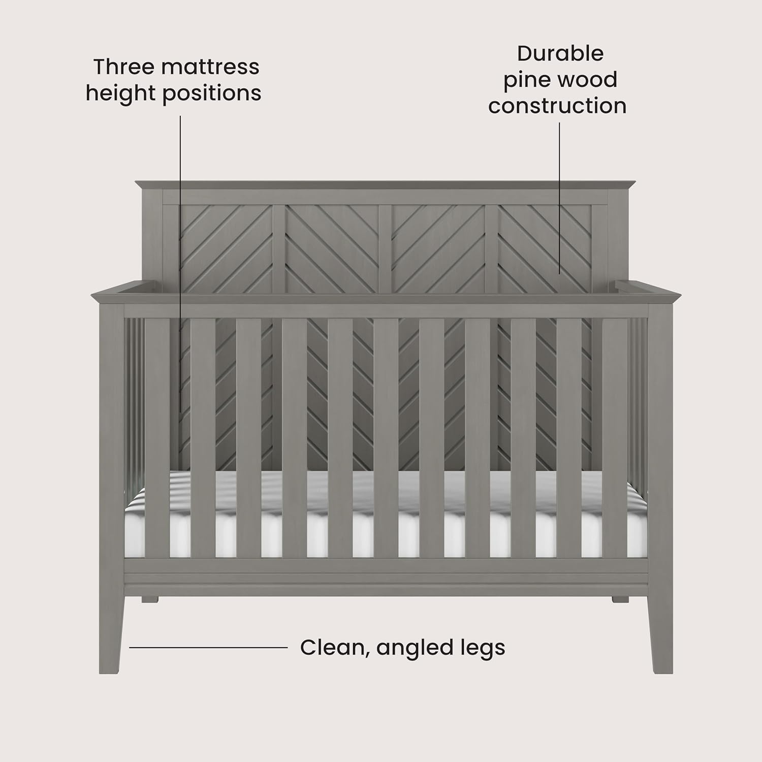 Child Craft Atwood 4-in-1 Convertible Crib, Baby Crib Converts to Day Bed, Toddler Bed and Full Size Bed, 3 Adjustable Mattress Positions, Non-Toxic, Baby Safe Finish (Lunar Gray)