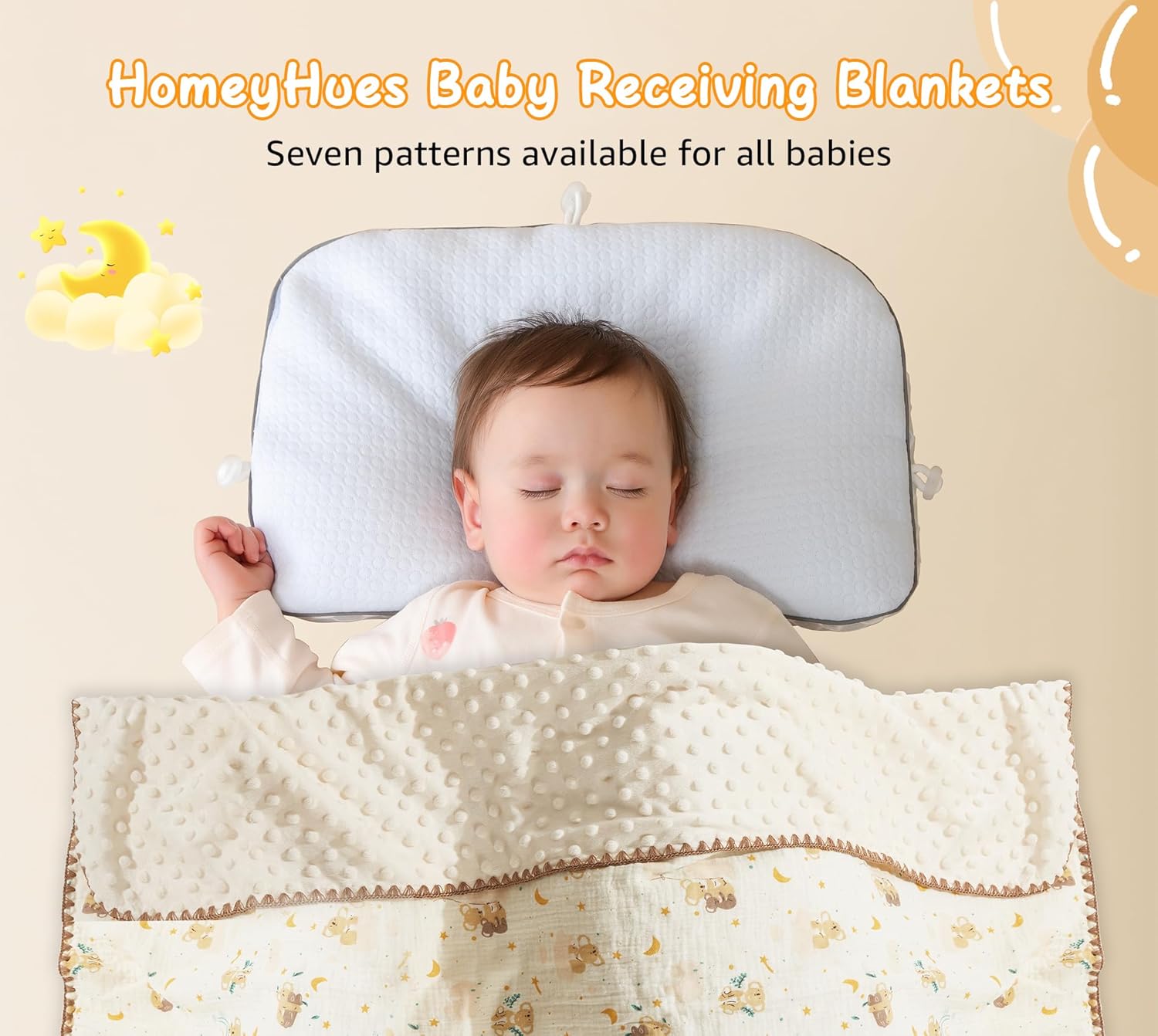 Baby Blanket Double Layer Cotton 40 x 40 Soft Receiving Blanket with Pattern Machine Washable Koala