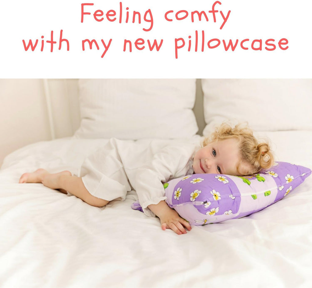 Toddler Pillowcase 13x18 by Comfy Turtles, 100 Natural Cotton, or Get a Smile from a Kid with Cute Animals of this Soft Pillow Cover for Boys and Girls (Mauve Turtles)