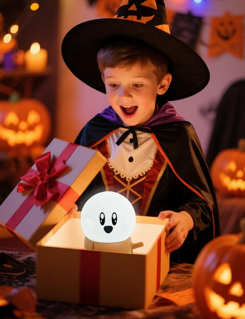 Ghost Stumps Lamp, Cute Ghost LED Night Light, Halloween Party Decorations Indoor, Halloween Centerpieces Decorations for Table, Shelf, Fireplace