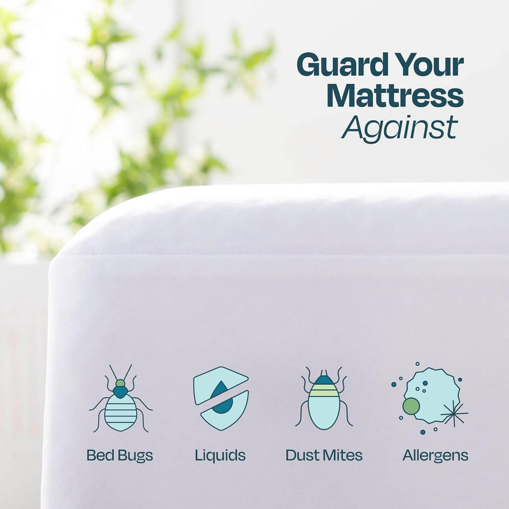 Linenspa Zippered Mattress Encasement – Twin Size Waterproof Mattress Protector – Quiet Cover & Complete protection – Dorm Room Essentials, White