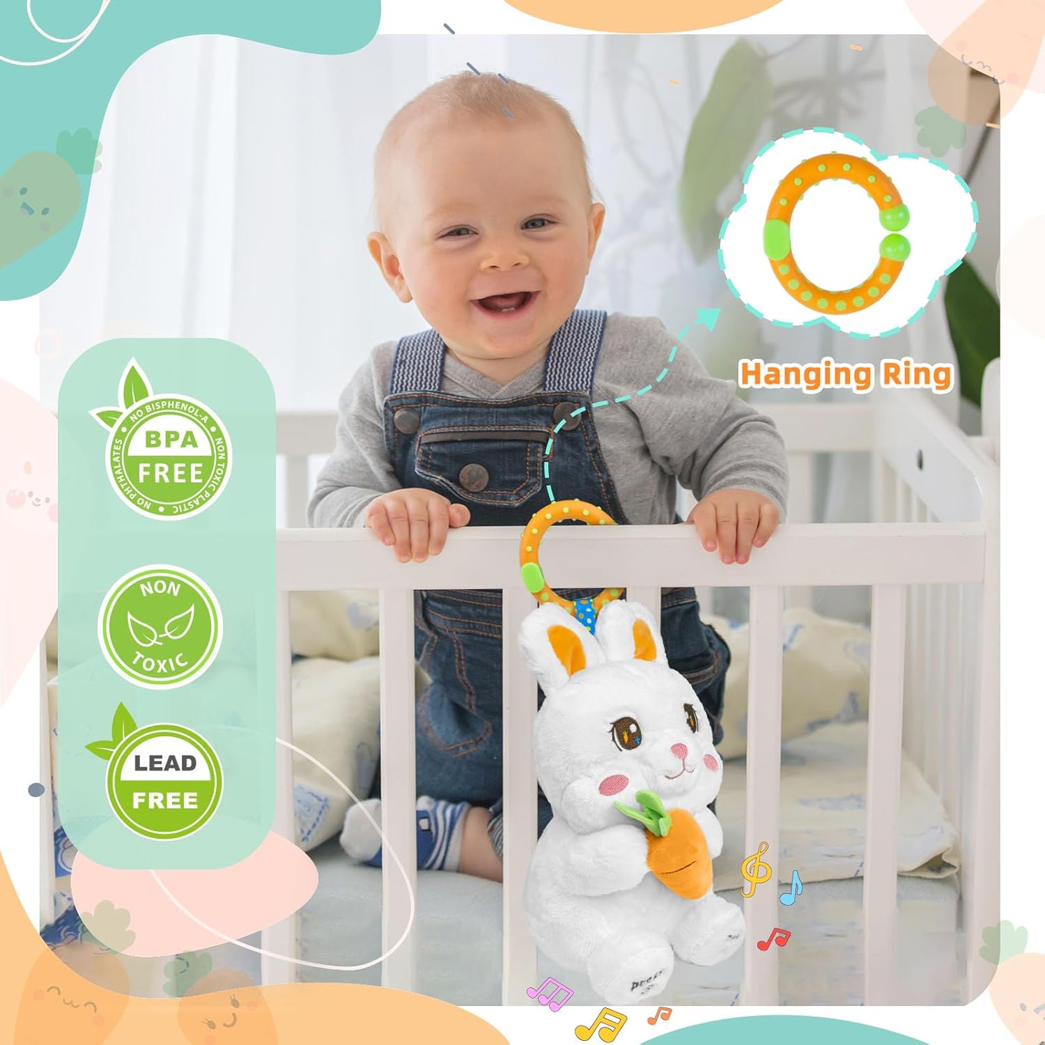 Baby Toys 0-6 Months,Infant Toy with Musical & Rattle, Girl Toys 0-6 Months,Baby Toy 6-12 Monthts,Soft Stuffed Animal Infant for 0-3-6-12 Month Old Boy Girls