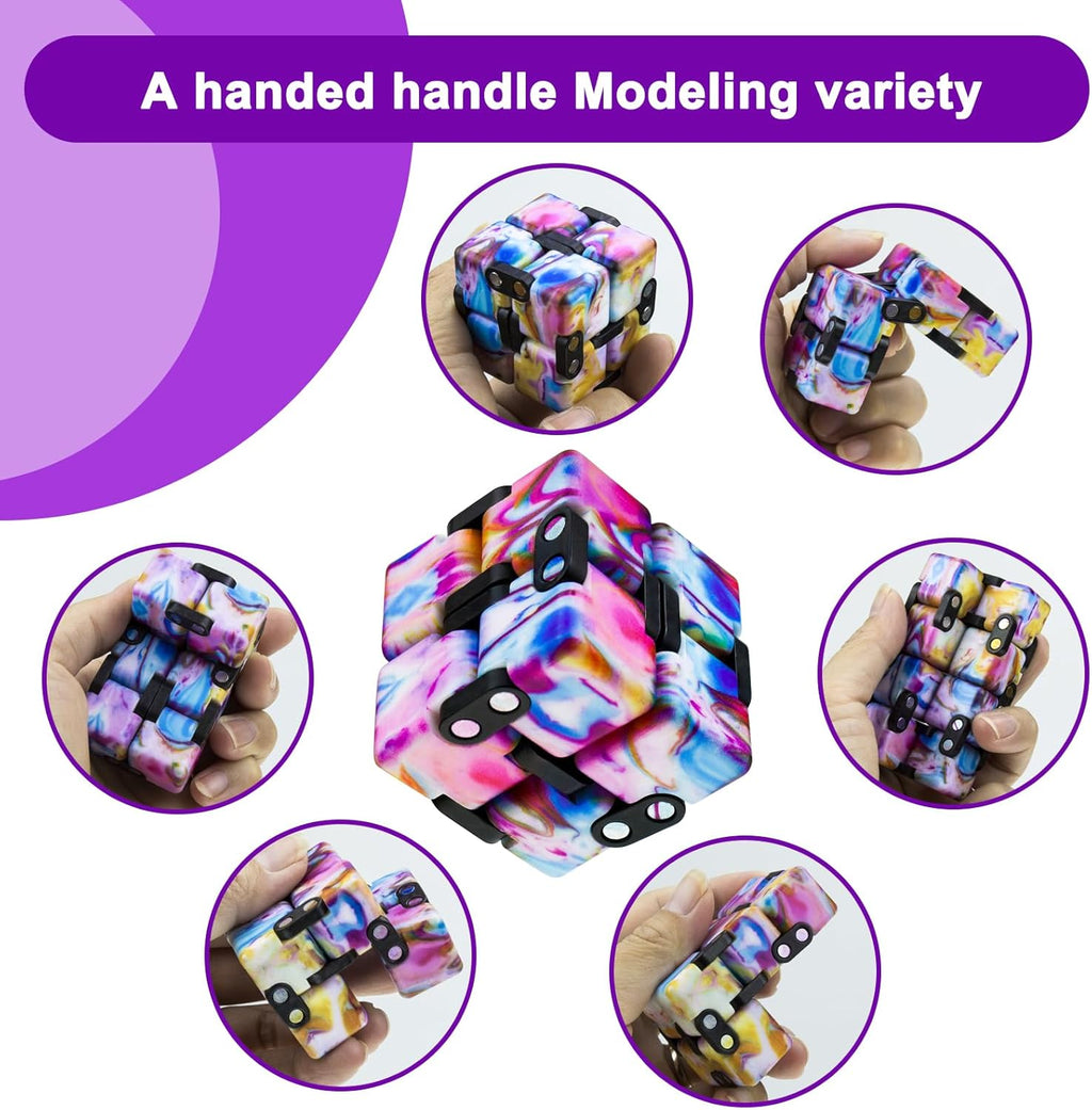 Infinitycube Fidget Toy Stress Relieving Fidgeting Game for Kids and Adults,Cute Pocket-sized Unique Gadget for Anxiety Relief and Kill Time (4, Colorful)