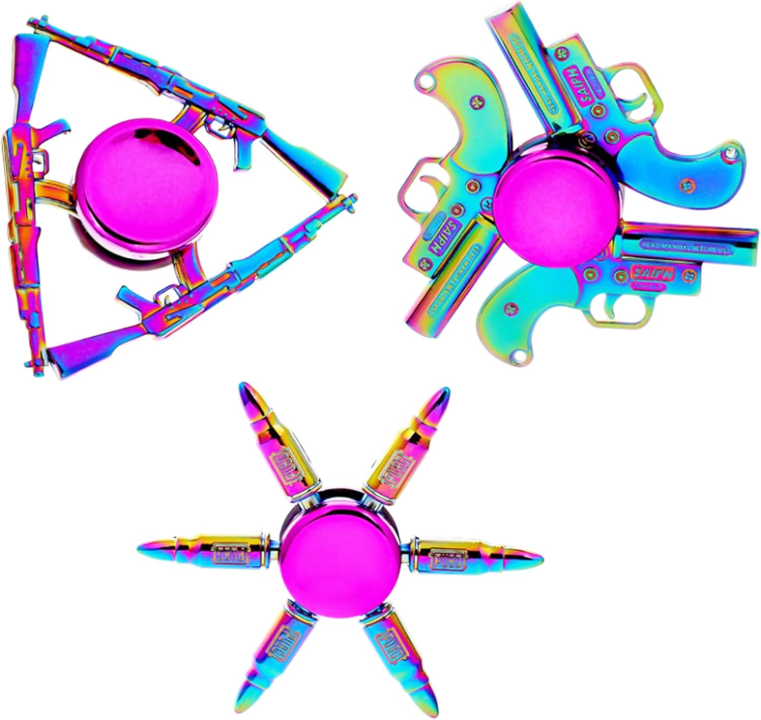 Fidget Spinners Set, Metal Desk Toys for Kids Adults Boys Girls, Hand Spinner Sensory Toys for Party Favors, Stocking Stuffers (3 Pack) (Style-2)