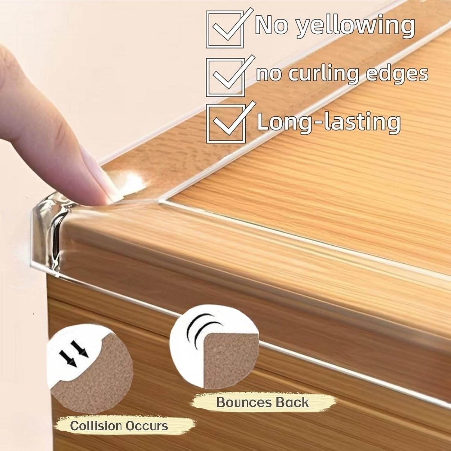 Clear Self Adhesive Edge,1.18in Width x118.2in Length,(3cmx3m) Self-Adhesive Table Edge Guard,Sharp Edge Wrap Cover Tape，Furniture Corner Protectors (thk: 2mm)