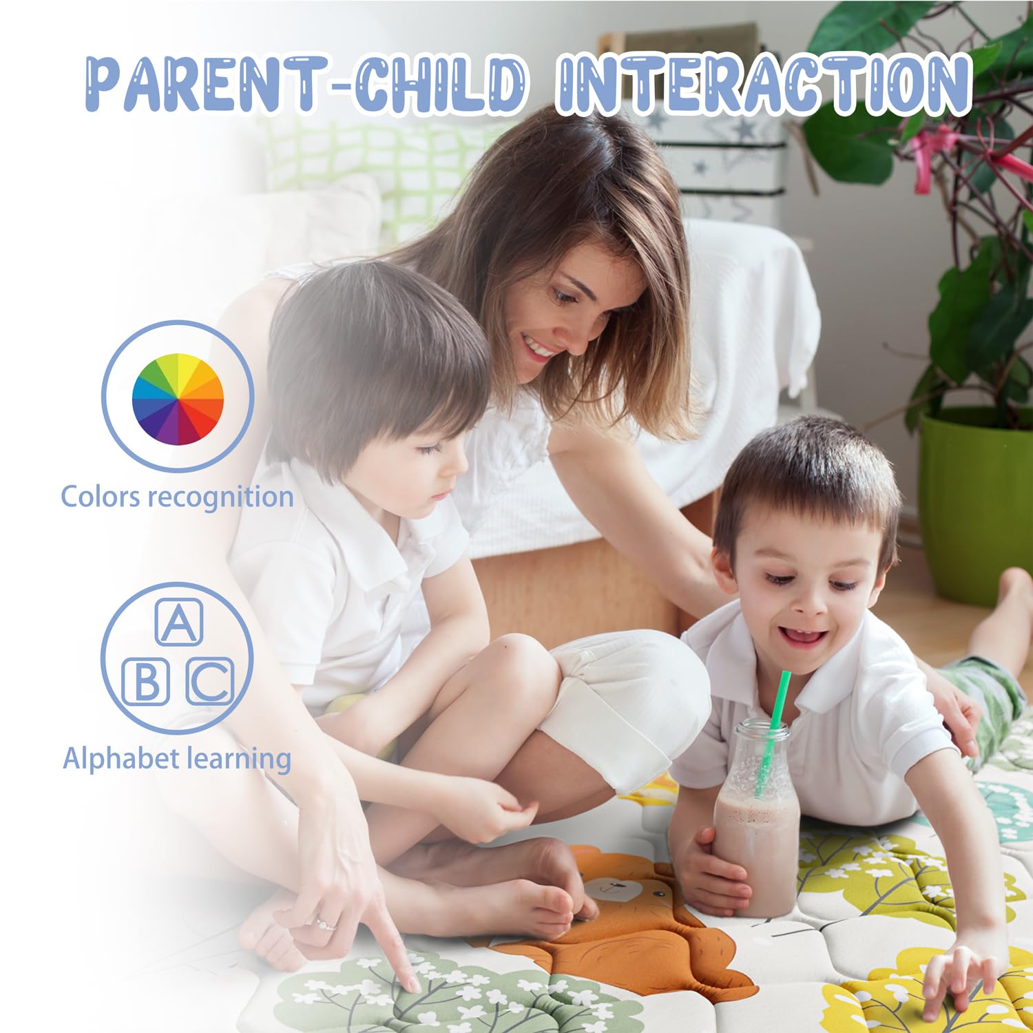 Baby Play Mat 71" X 59" Playpen Mat Upgraded Thicken Baby Floor Play Mat Non-Slip Cushioned Crawling Mat Waterproof Activity Playmats for Babies Toddlers Infants (71X59, Fox)