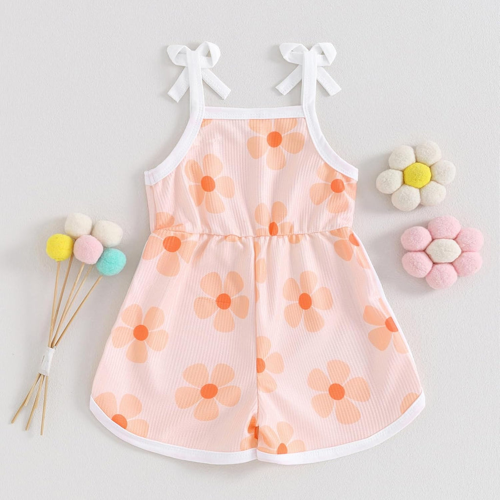 WZTYYDS Toddler Baby Girl Summer Clothes Floral Romper Tie-Up Strap Halter Jumpsuit Infant Summer Sling Playsuit 6M-3T