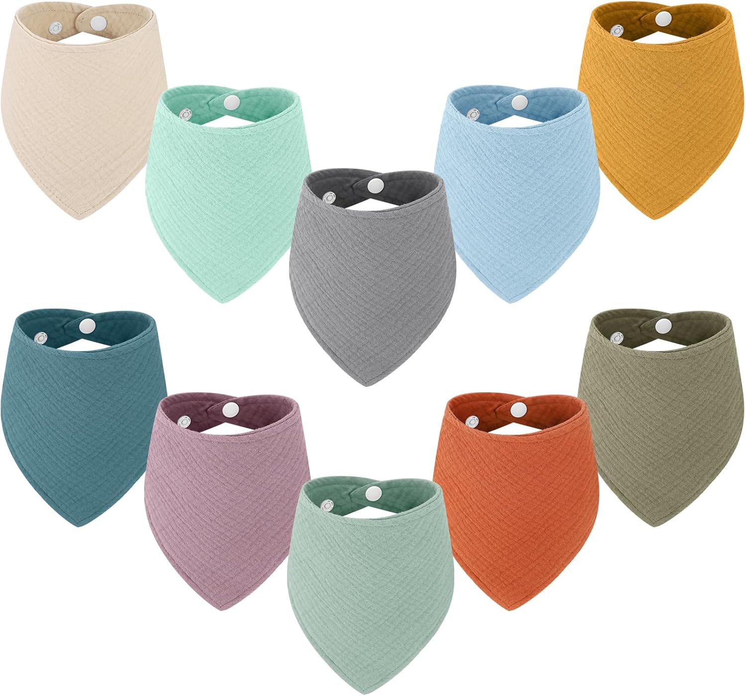 Accmor 10 Pack Muslin Baby Bibs 100% Cotton Bandana Drool Bibs for Baby Girls BoysTeething and Drooling