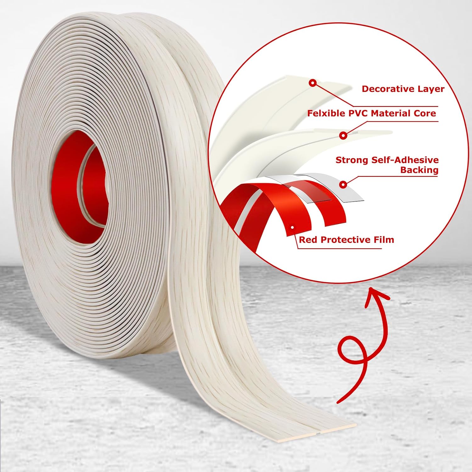 Flexible Wall Corner Protector Moulding Trim Peel and Stick Wall Corner Guards Edge Protector Self Adhesive Molding Trim Strip for Edge Ceiling (Beige Wood Grain, 2.4 in x 10 Ft)