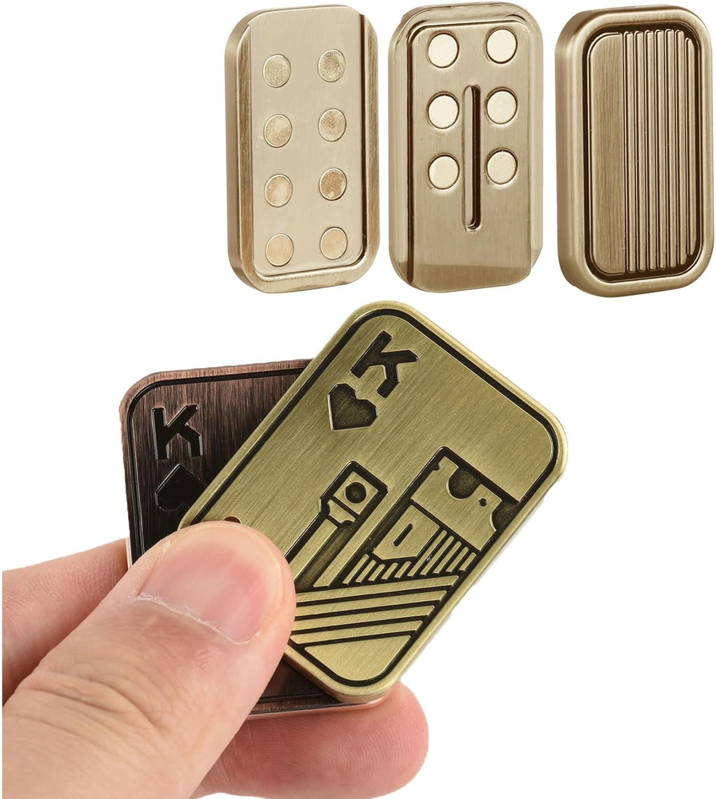 2 Pack EDC Metal Fidget Slider Toys- Stress Relief Toy Metal Slider Fidget Office Desk Toys for Adults (Poker Fidget Slider K+CP3)