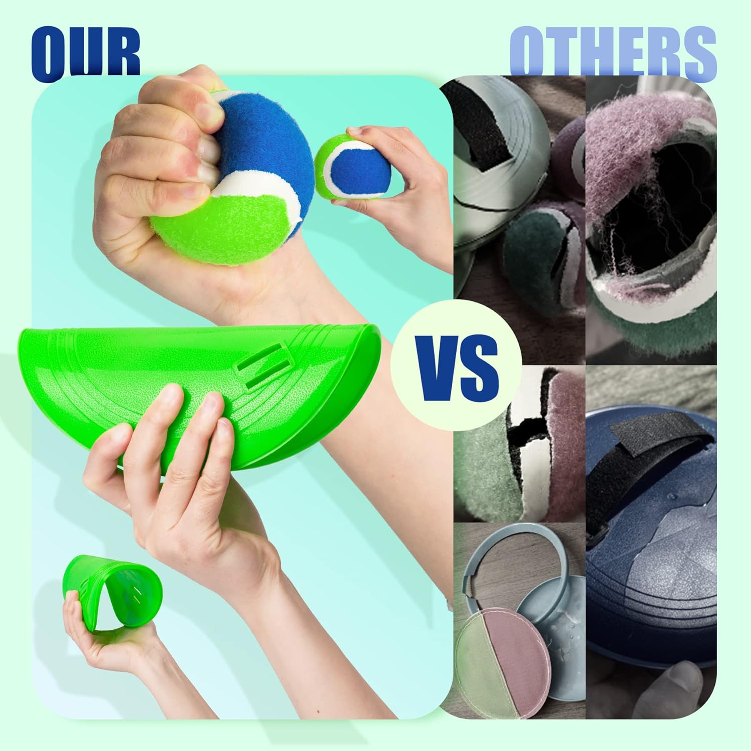 EVERICH Upgraded Toss and Catch Ball Game Set - Indoor and Outdoor Games for Kids 3-12, Beach Sand Pool Water Toy Includes 4 Paddles 4 Sticky Balls, Great Birthday Easter Gifts for Boys Girls