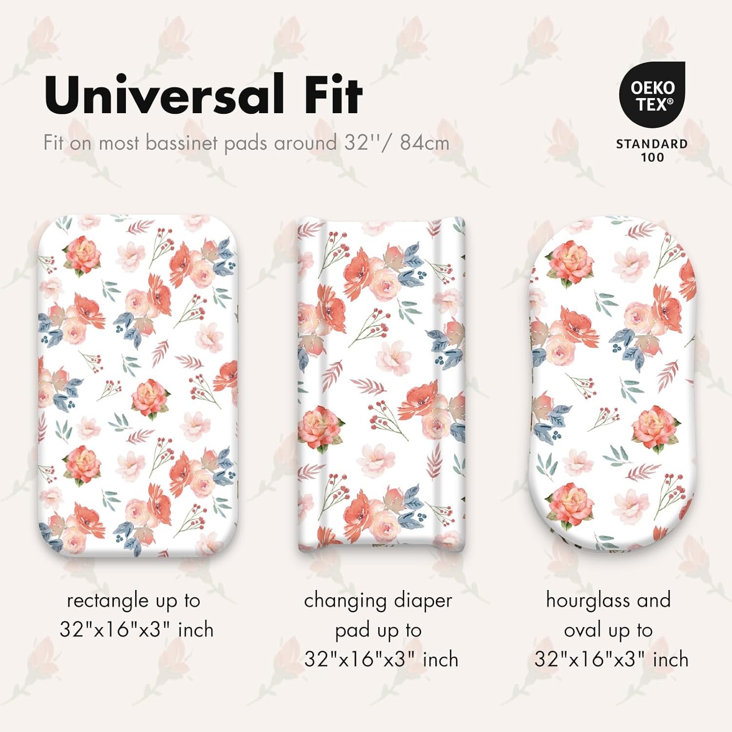 Gllquen Baby Bassinet Sheets 4 Pack, Breathable Cozy Fitted Mattress Sheet, Elastic Travel Crib Fashionable Floral Pattern, Standard Cradle Safe Sheets for Baby Boys Girls 32"x16" (Flower)