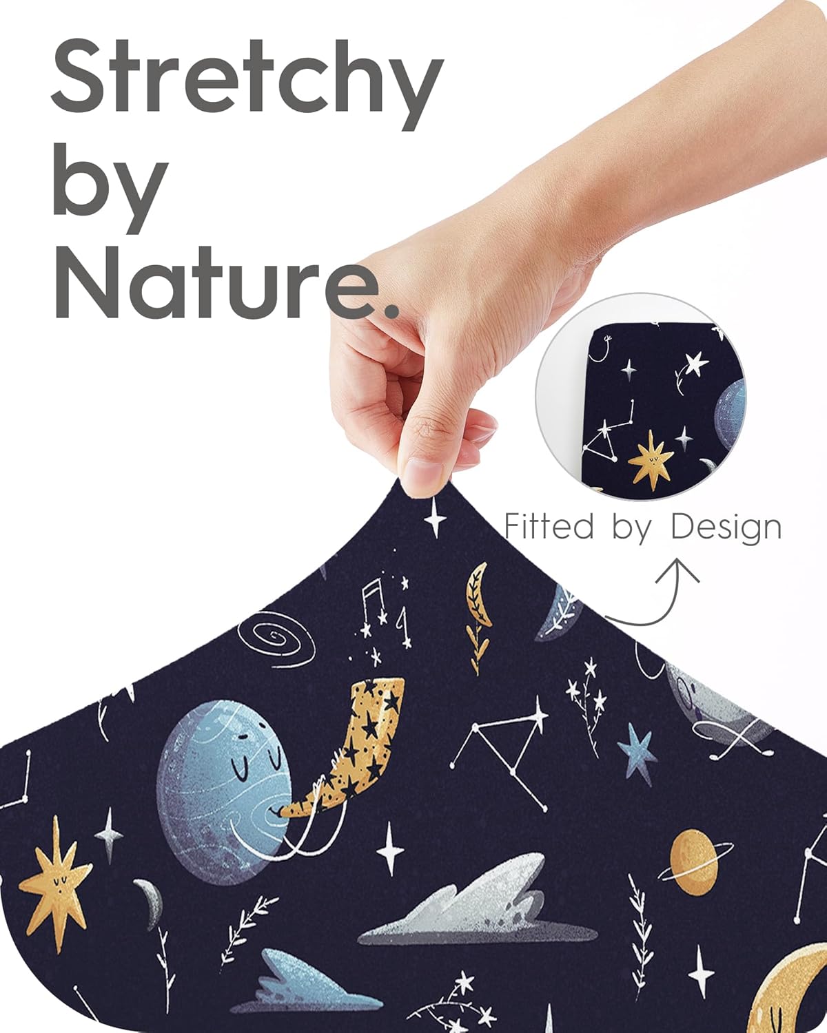 Pack N Play Sheets Fitted, TotBasic Ultra Soft Space Mini Crib Sheets, Premium Jersey Knit Pack and Play Sheets Neutral, Stretchy Play Yard Sheets for Pack and Play Mattress, 2 Pack