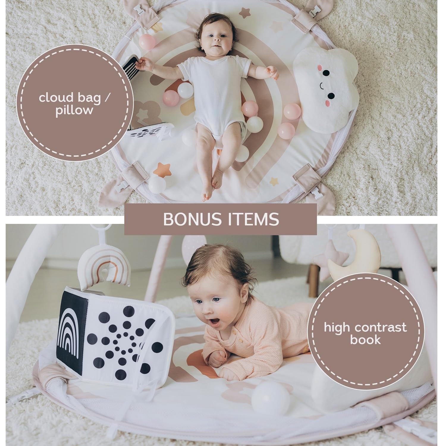 6-in-1 XL Play Mat & Play Gym, Baby Gym, Baby Activity Gym, Sensory Exploration and Motor Skill Development Toys (Blush)