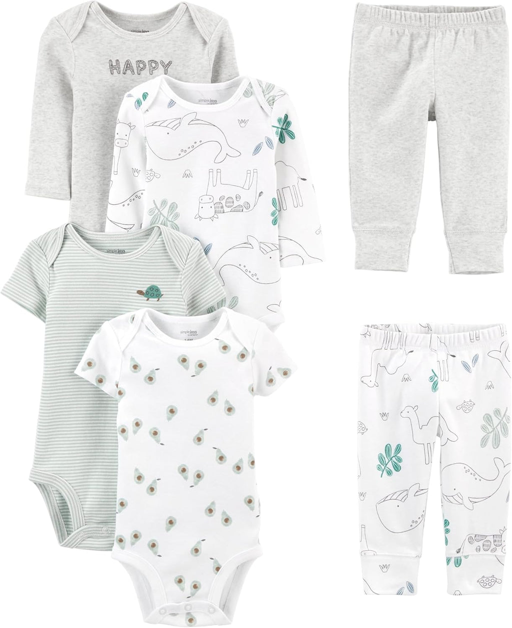 Simple Joys by Carter's unisex-baby 6-piece Bodysuits (Short and Long Sleeve) and Pants Set
