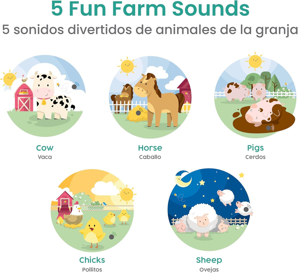 Binibi Spanish Books for Babies & Toddlers 1-3 La Granja Interactive Bilingual Sound Book with Farm Animal Sounds | Bilingual Children's Book | Spanish Learning for Kids | Libro en español para bebés
