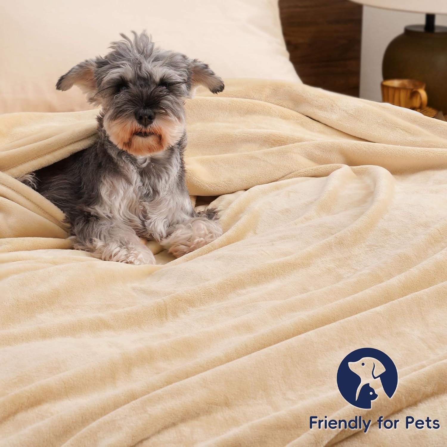 PHF Ultra Soft Fleece Blanket Twin Size, No Shed No Pilling Luxury Plush Cozy 300GSM Lightweight Blanket for Bed, Couch, Chair, Sofa Suitable for All Season, 66" x 90", Beige