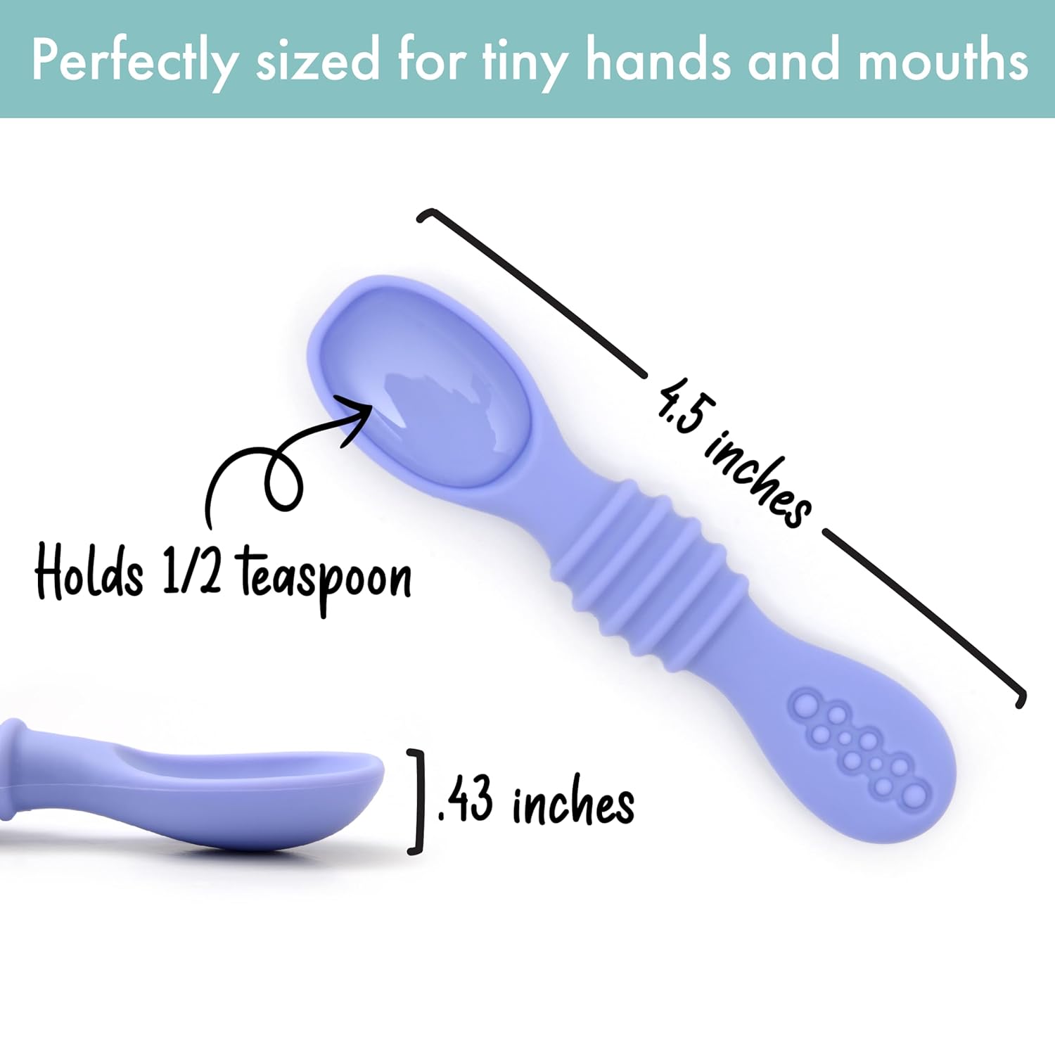 PrimaStella Silicone Chew Spoon Set for Babies and Toddlers | Safety Tested | BPA Free | Microwave, Dishwasher and Freezer Safe (Summer Rainbow Chew Spoon)