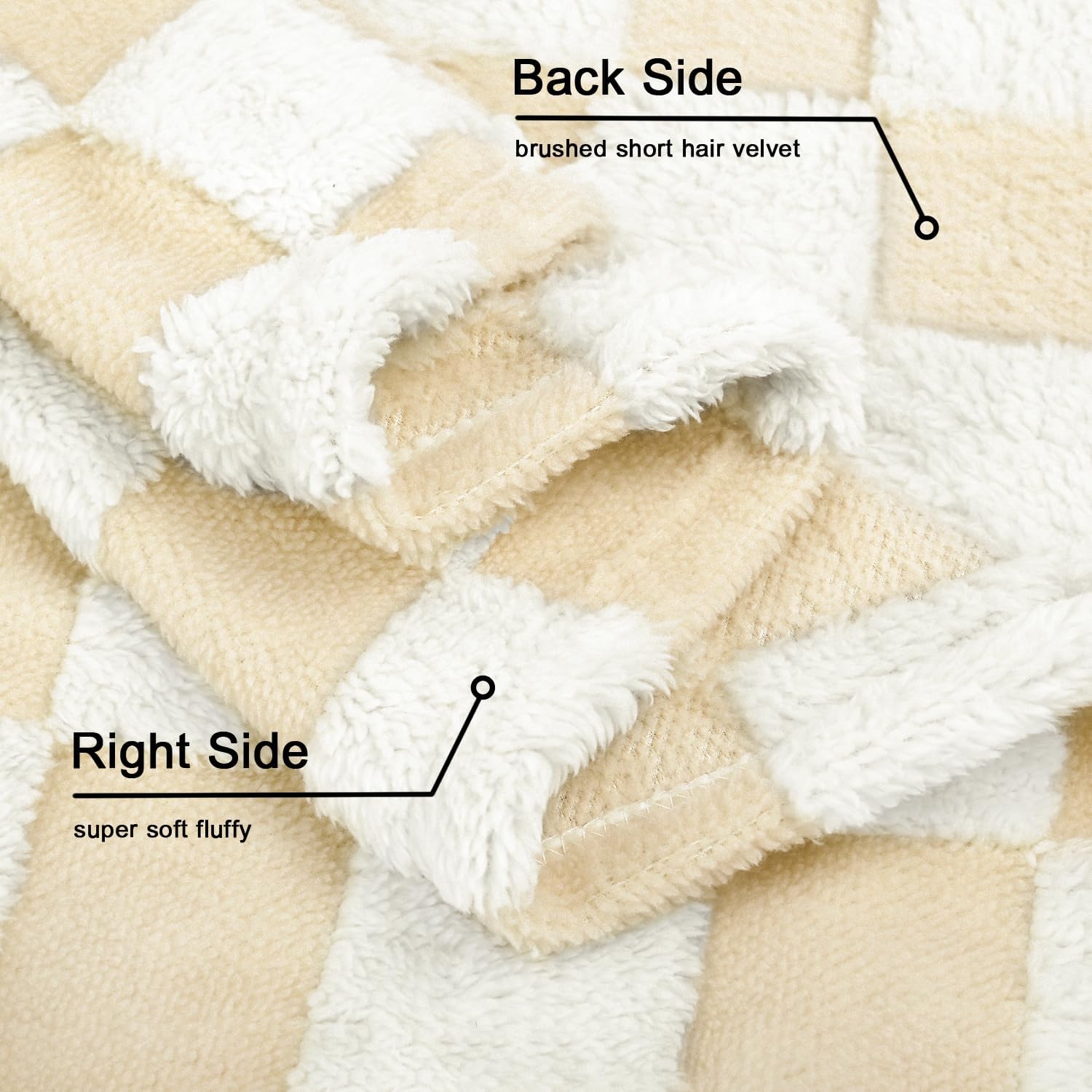 HOMRITAR Baby Blanket for Unisex Soft Cozy Reversible Checkerboard Toddler Blankets, Fluffy Fuzzy Plush Lightweight Bed Blanket with Chessboard Grid Design 350GSM Khaki 30 x 40 Inch